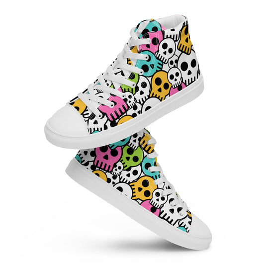 Women’s high top canvas shoes- Small skull pattern- GSCS001